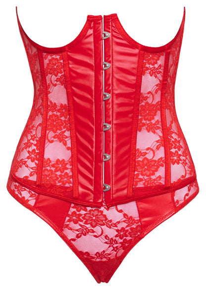 COTTELLI busenfreie Corsage in Rot, Wetlook & Spitze