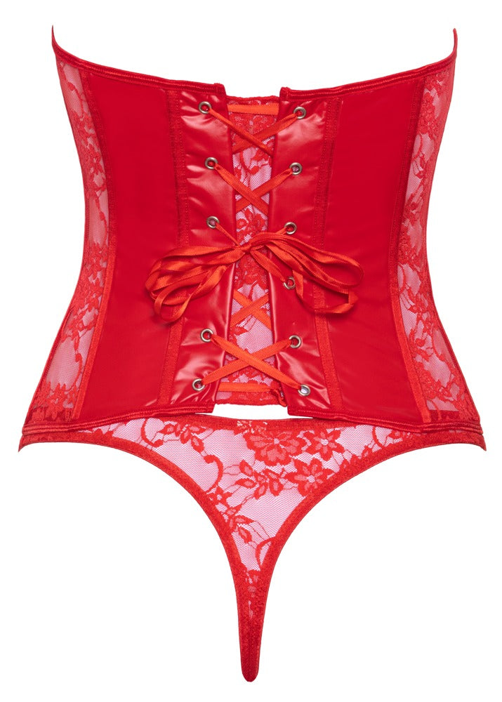 COTTELLI busenfreie Corsage in Rot, Wetlook & Spitze