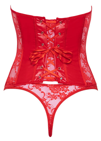COTTELLI busenfreie Corsage in Rot, Wetlook & Spitze