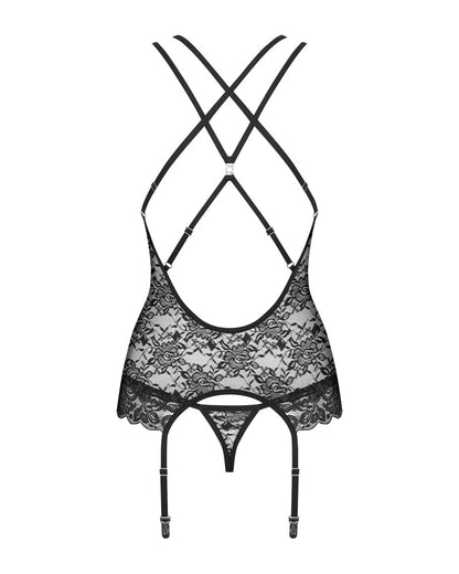 OBSESSIVE Strapshemd aus Blütenspitze mit String