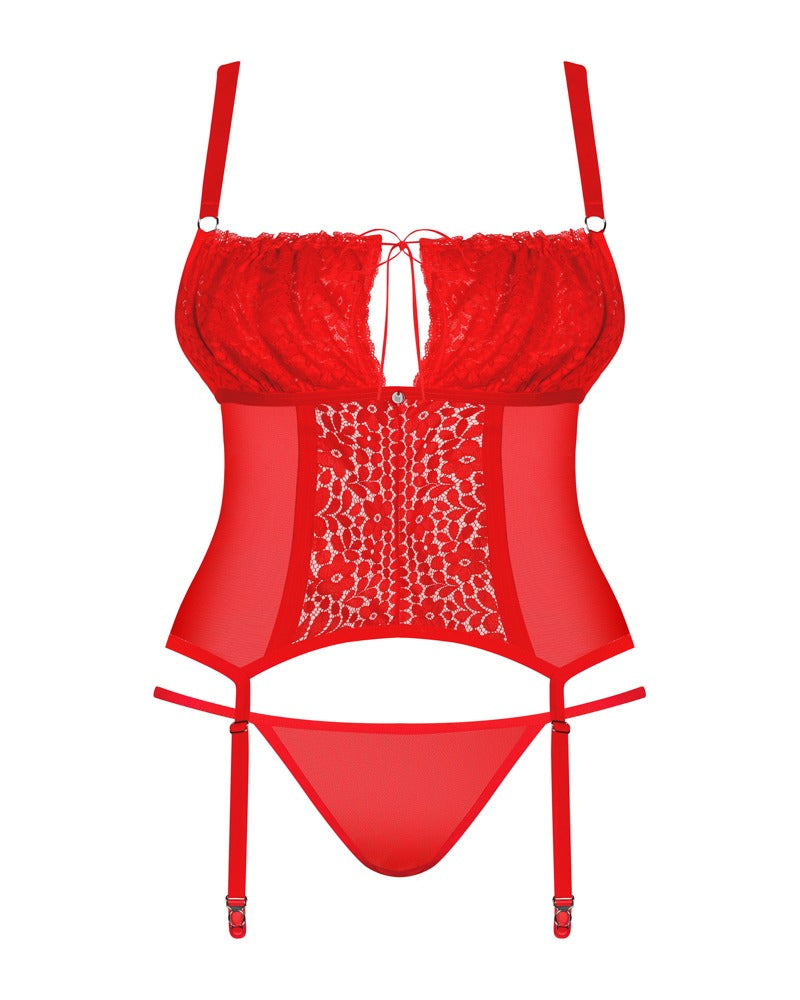 OBSESSIVE Corsage aus Spitze, Rot