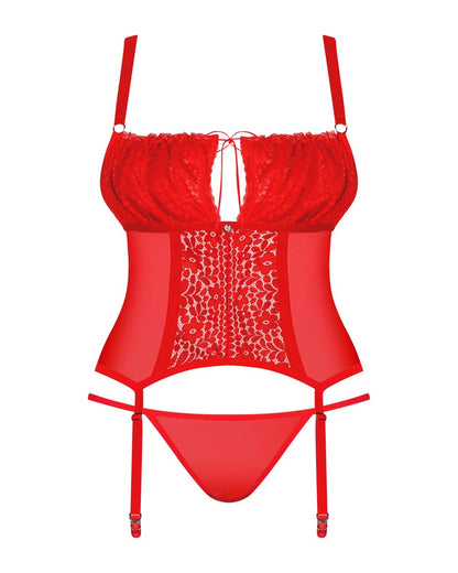 OBSESSIVE Corsage aus Spitze, Rot