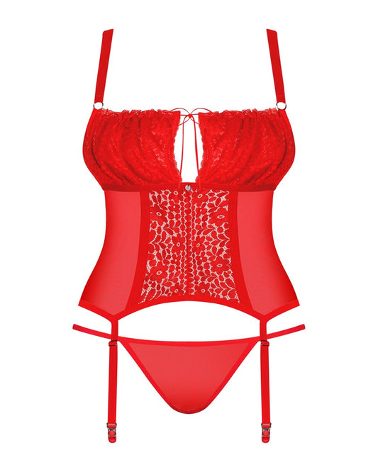 OBSESSIVE Corsage aus Spitze, Rot
