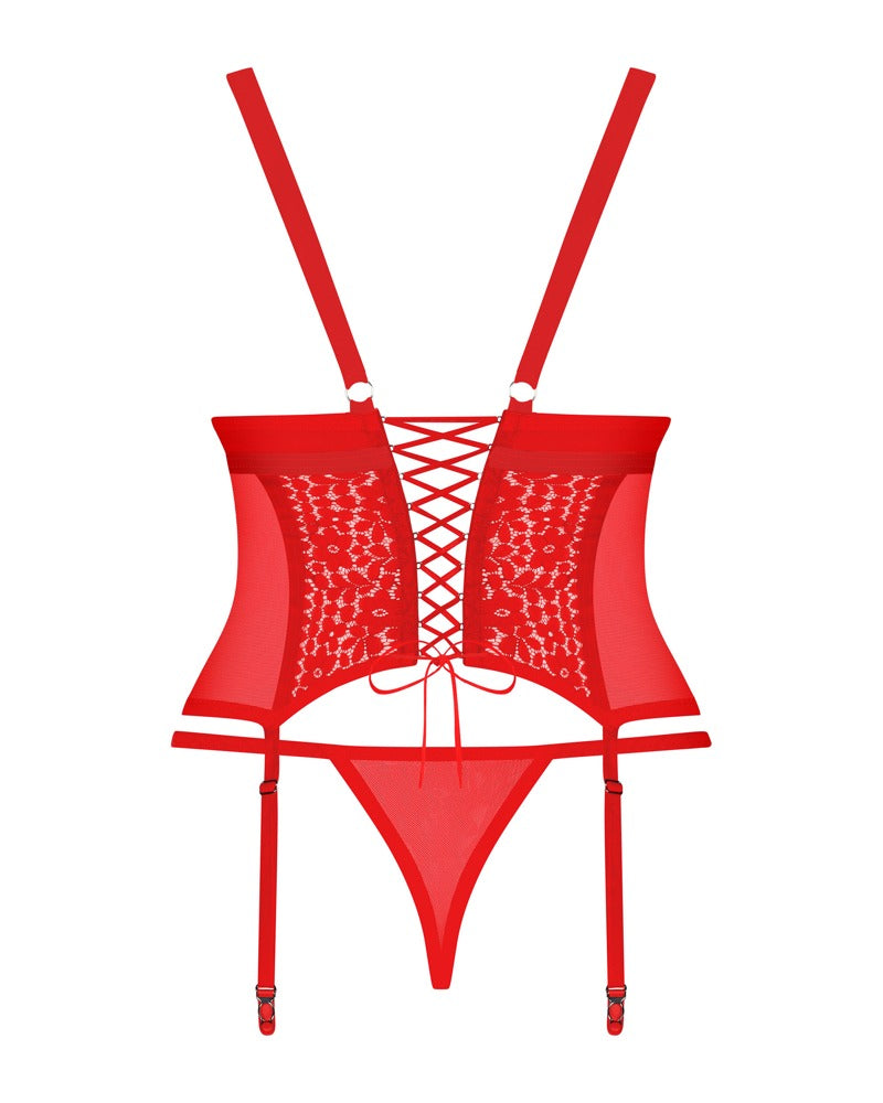 OBSESSIVE Corsage aus Spitze, Rot
