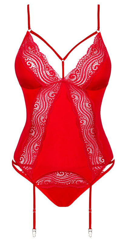 OBSESSIVE Diyosa Strapshemd-Set in Rot