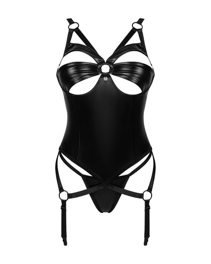 OBSESSIVE Wetlook-Strapshemd mit Cut-outs