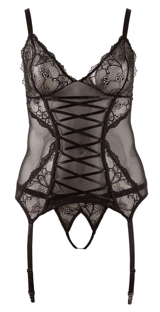 Cottelli Strapshemd aus Netz und Spitze mit String, ouvert