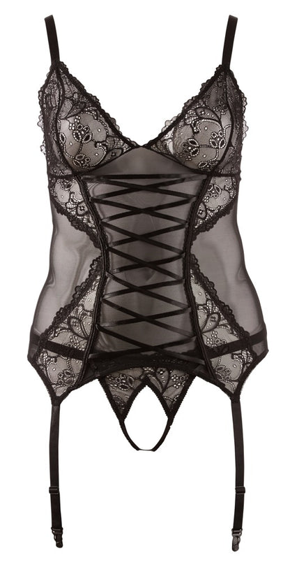 Cottelli Strapshemd aus Netz und Spitze mit String, ouvert