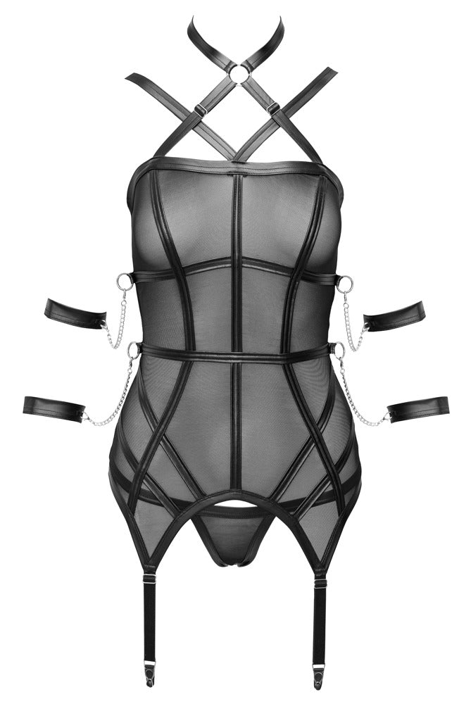 Cottelli Bondage-Strapshemd aus Powernet mit 4 Fesseln