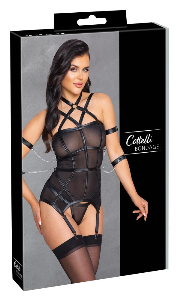 Cottelli Bondage-Strapshemd aus Powernet mit 4 Fesseln