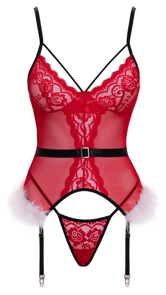 COTTELLI Weihnachts-Strapshemd in Rot