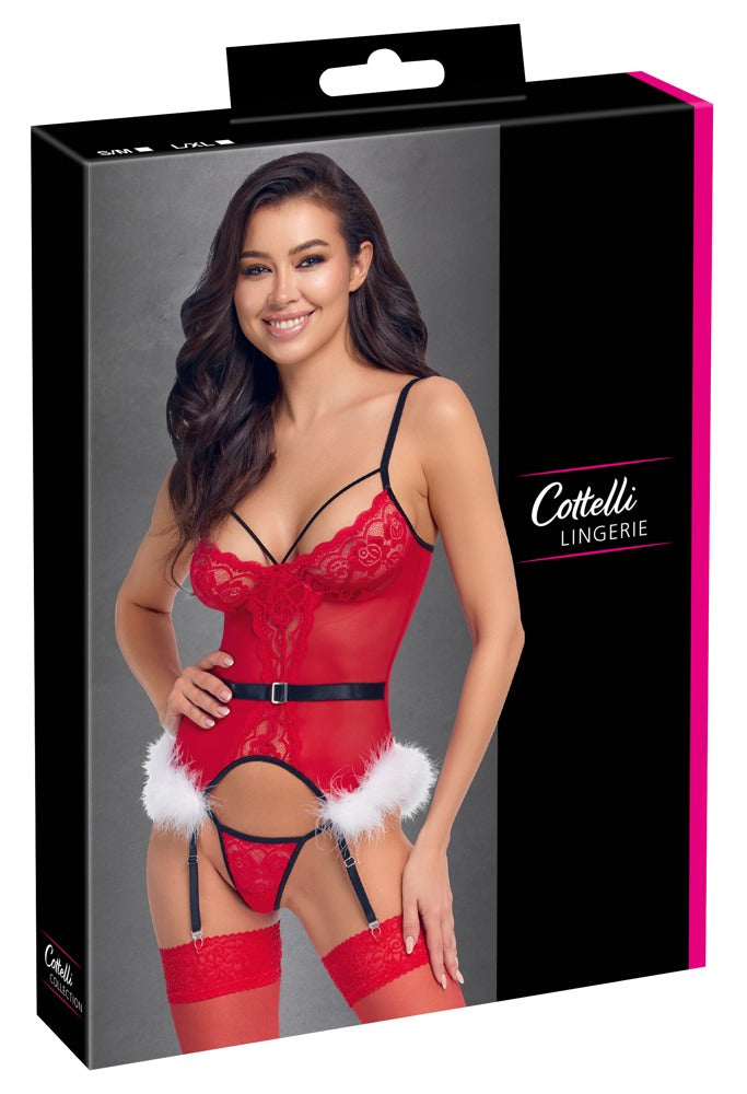 COTTELLI Weihnachts-Strapshemd in Rot