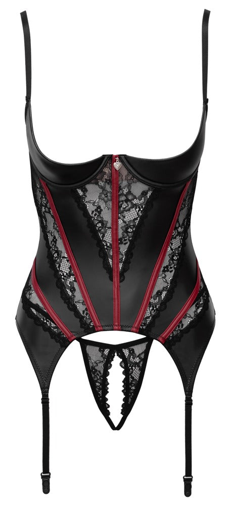 Cottelli LINGERIE Strapshemd-Set mit Ouvert-String, schwarz