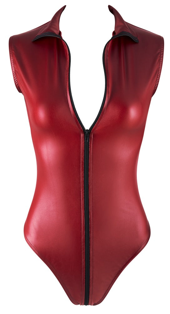 Cottelli Body mit 2-Wege-Zip in Bordeaux