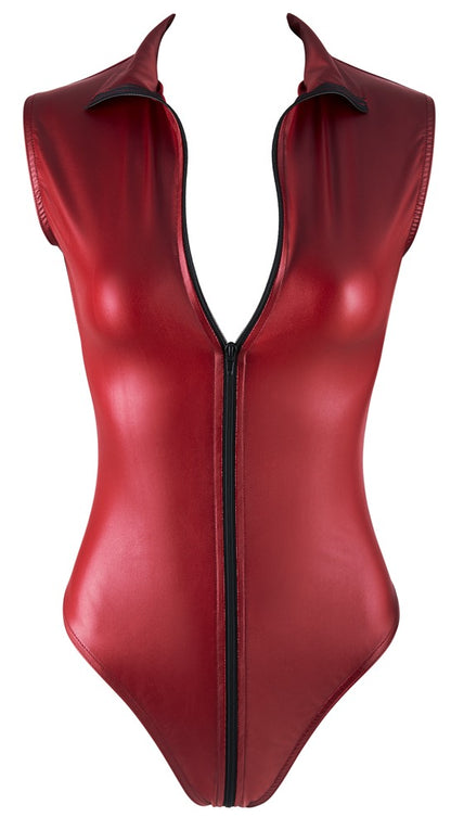 Cottelli Body mit 2-Wege-Zip in Bordeaux