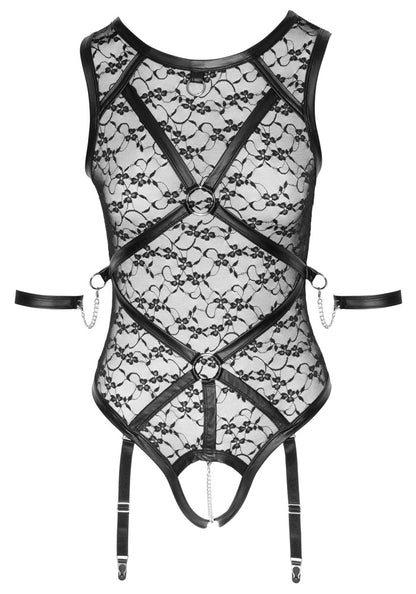 Cottelli Bondage-Straps-Body aus Spitze mit Schrittkette
