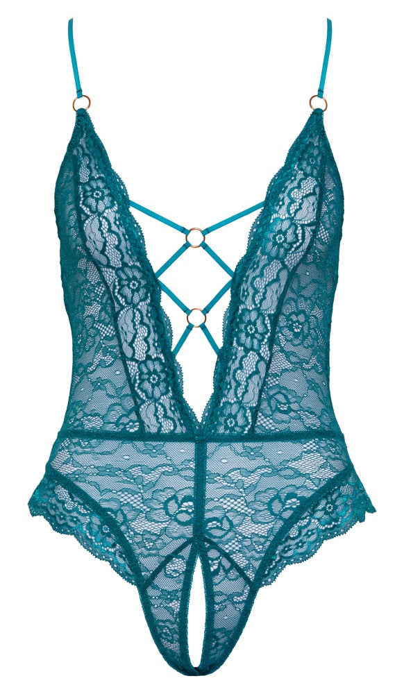 COTTELLI Spitzen-Body in Petrol mit Ringen