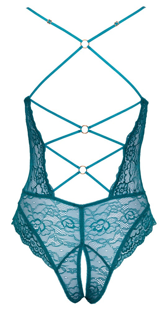 COTTELLI Spitzen-Body in Petrol mit Ringen