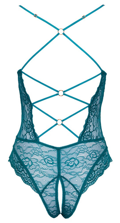 COTTELLI Spitzen-Body in Petrol mit Ringen