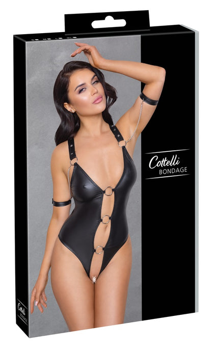 Cottelli Bondage-Stringbody ouvert mit Karabinerketten