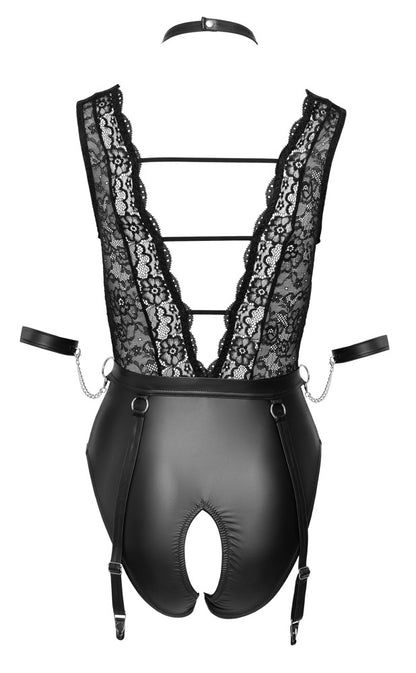 Cottelli Bondage-Strapsbody aus Mattlook und Spitze, ouvert
