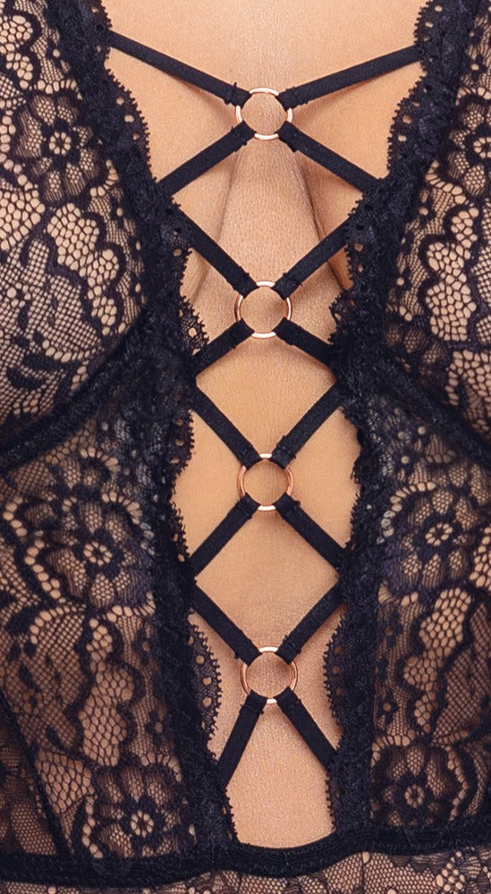 Cottelli Body aus Stretch-Spitze mit Bügel-Cups, ouvert