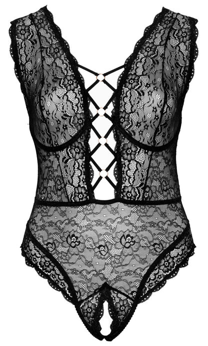 Cottelli Body aus Stretch-Spitze mit Bügel-Cups, ouvert