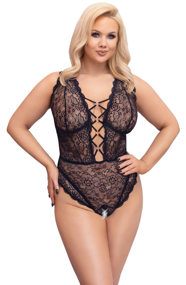 Cottelli Body aus Stretch-Spitze mit Bügel-Cups, ouvert