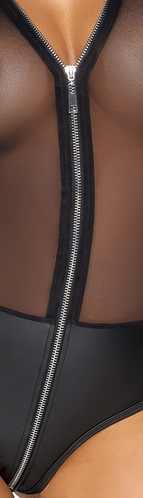 Cottelli Langarm-Body aus Powernet mit Zip