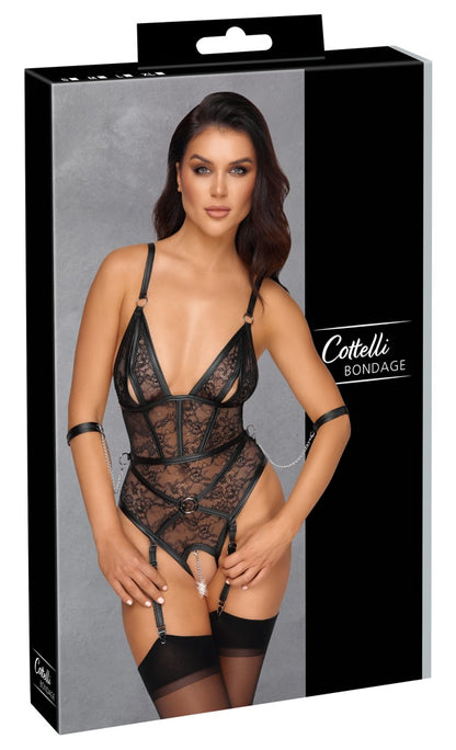 Cottelli Bondage-Straps-Body in Harness-Optik aus Blütenspitze