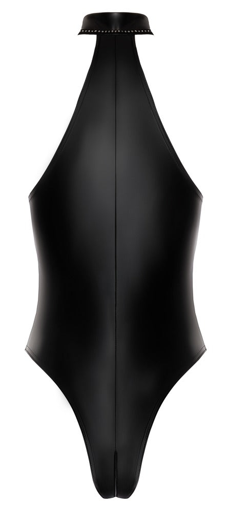 NOIR Wetlook-Body mit Strass am Kragen