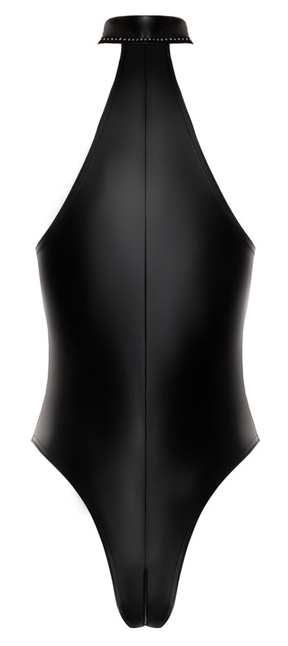 NOIR Wetlook-Body mit Strass am Kragen