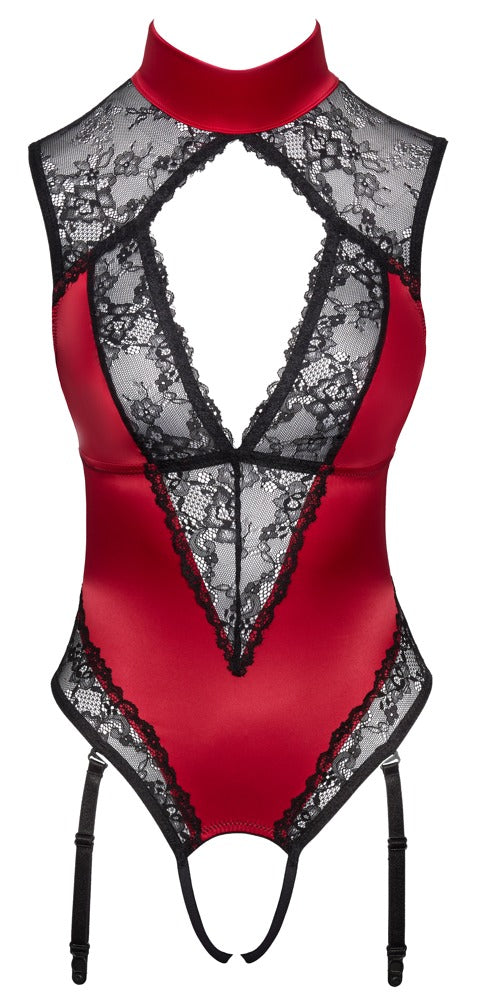 COTTELLI Straps-Body aus Satin und Spitze, Rot