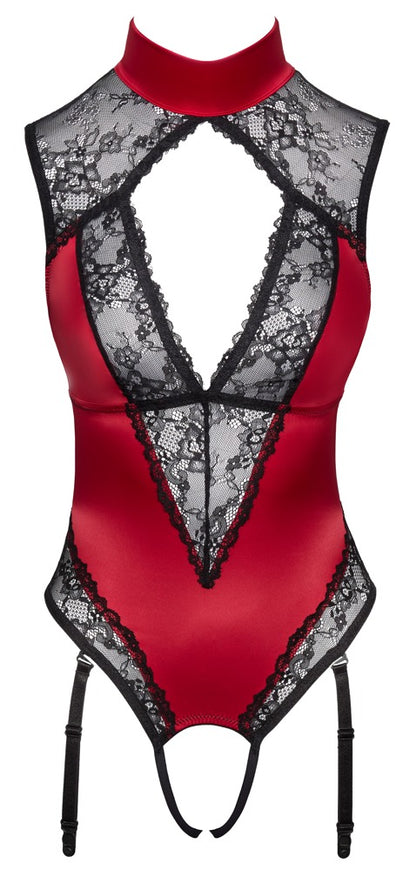 COTTELLI Straps-Body aus Satin und Spitze, Rot