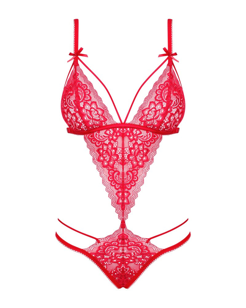 OBSESSIVE Stringbody aus Spitze, Rot
