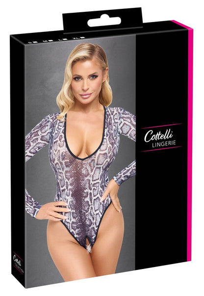 COTTELLI Body ouvert in Schlangenhaut-Optik