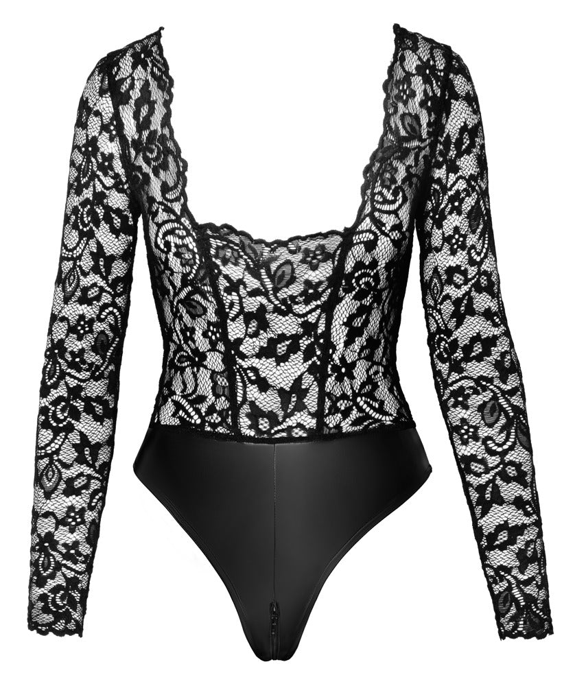 NOIR Wetlook-Body mit Spitzenoberteil