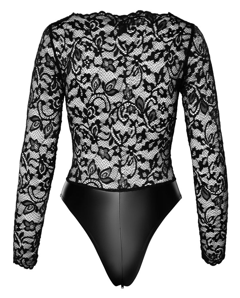 NOIR Wetlook-Body mit Spitzenoberteil