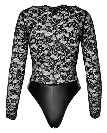 NOIR Wetlook-Body mit Spitzenoberteil