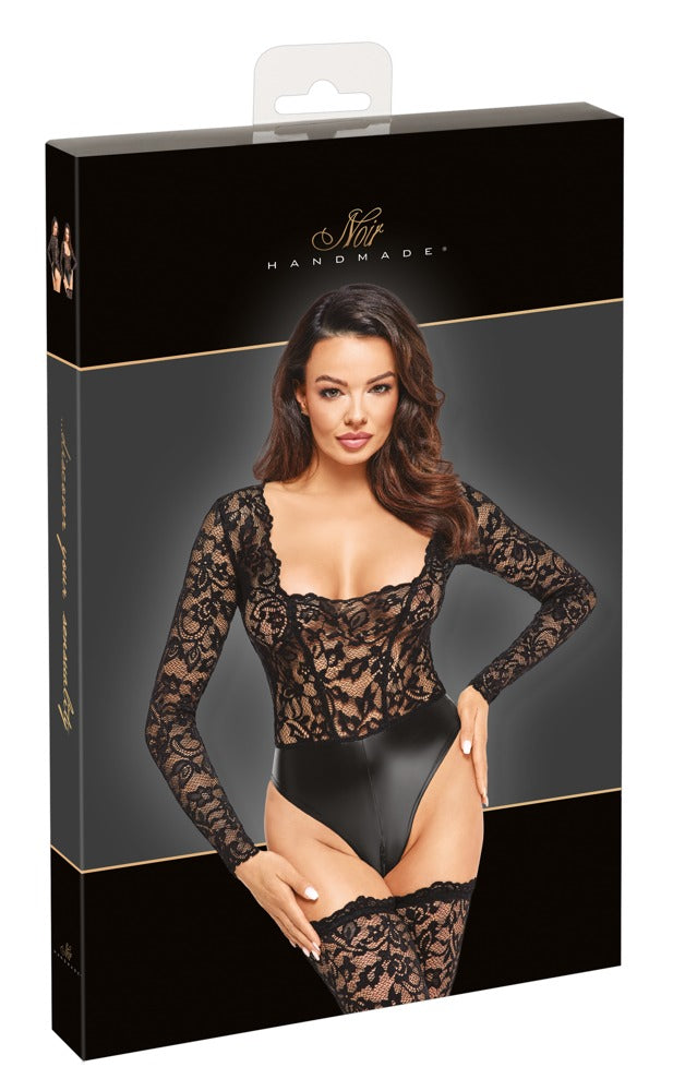 NOIR Wetlook-Body mit Spitzenoberteil