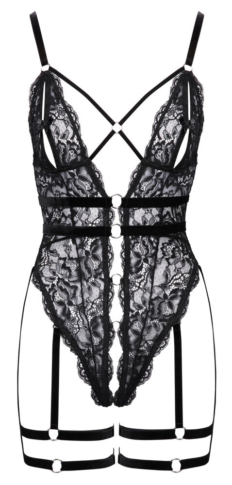 COTTELLI Stringbody aus Spitze mit Samtbändern