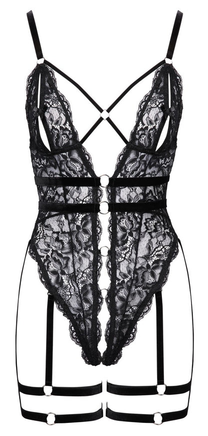 COTTELLI Stringbody aus Spitze mit Samtbändern