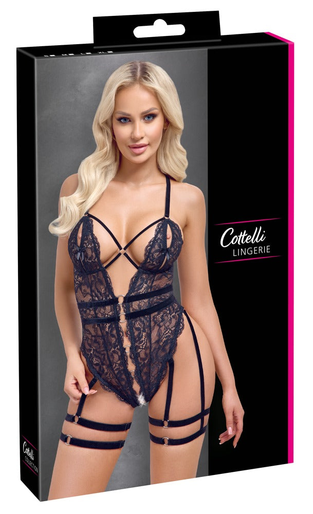COTTELLI Stringbody aus Spitze mit Samtbändern