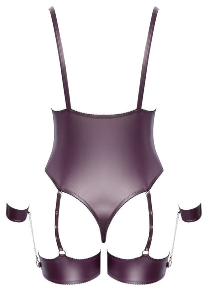 Cottelli Bondage-Stringbody mit Bein- und Handfesseln, Lila