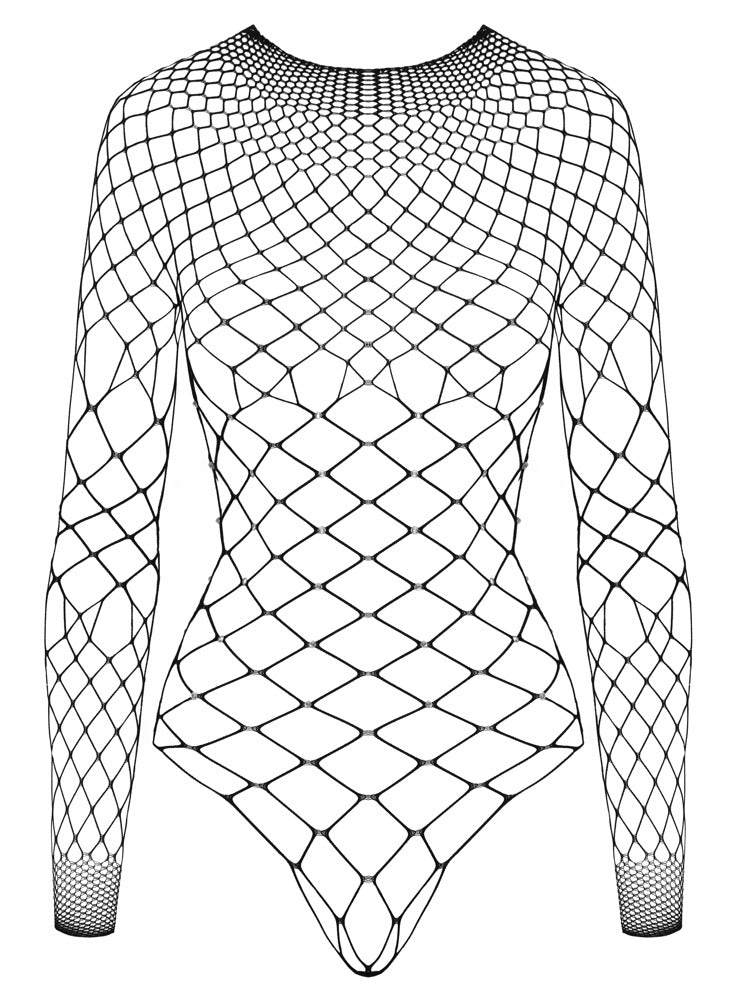 Fantasy Netz-Riobody mit langem Arm und Strass