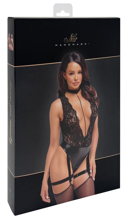 NOIR Straps-Body mit Spitze und Perlenkette