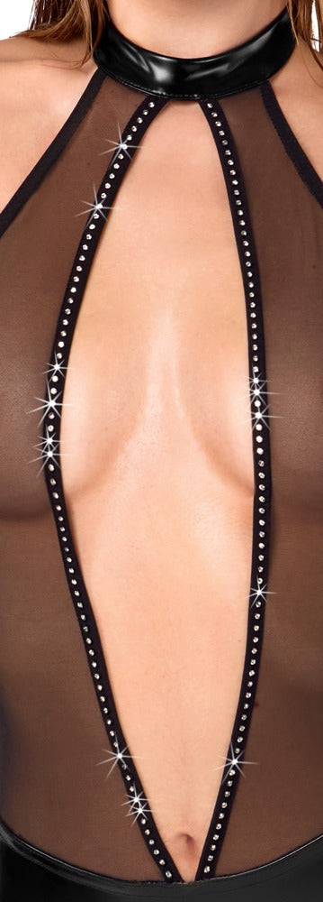 NOIR Wetlook-Stringbody mit Glitzer
