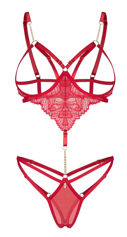 OBSESSIVE busenfreier Body, ouvert, Rot