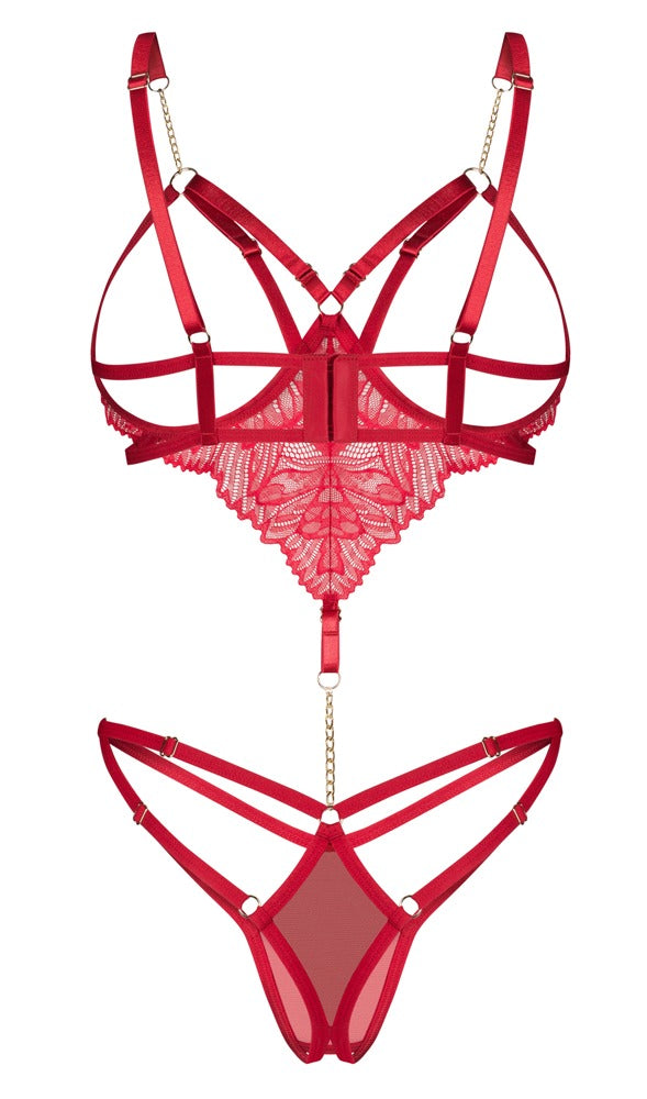 OBSESSIVE busenfreier Body, ouvert, Rot
