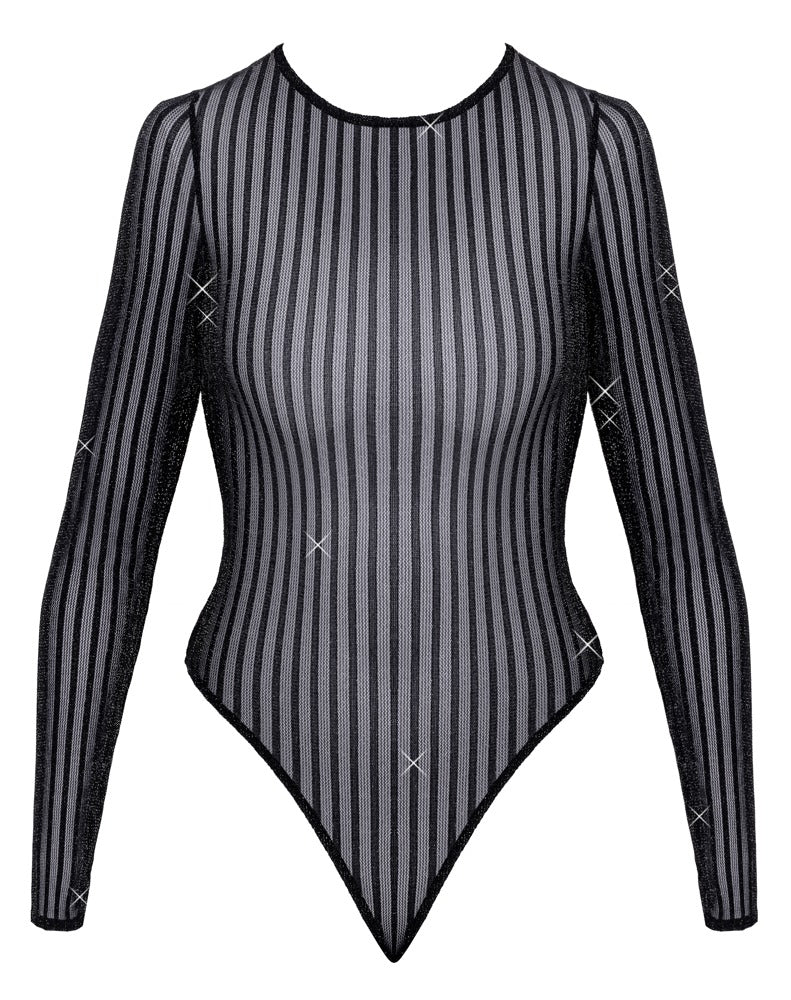 Fantasy by Cottelli Langarm-Body im Streifenlook mit Lurex, schwarz